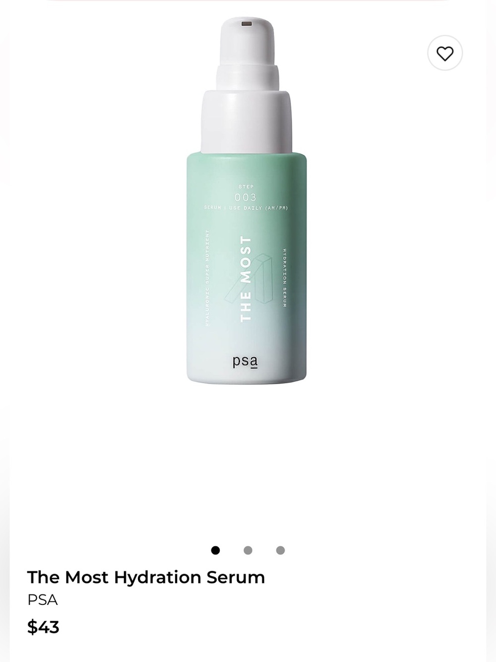 Allies of skin PSA the most hydration serum. New